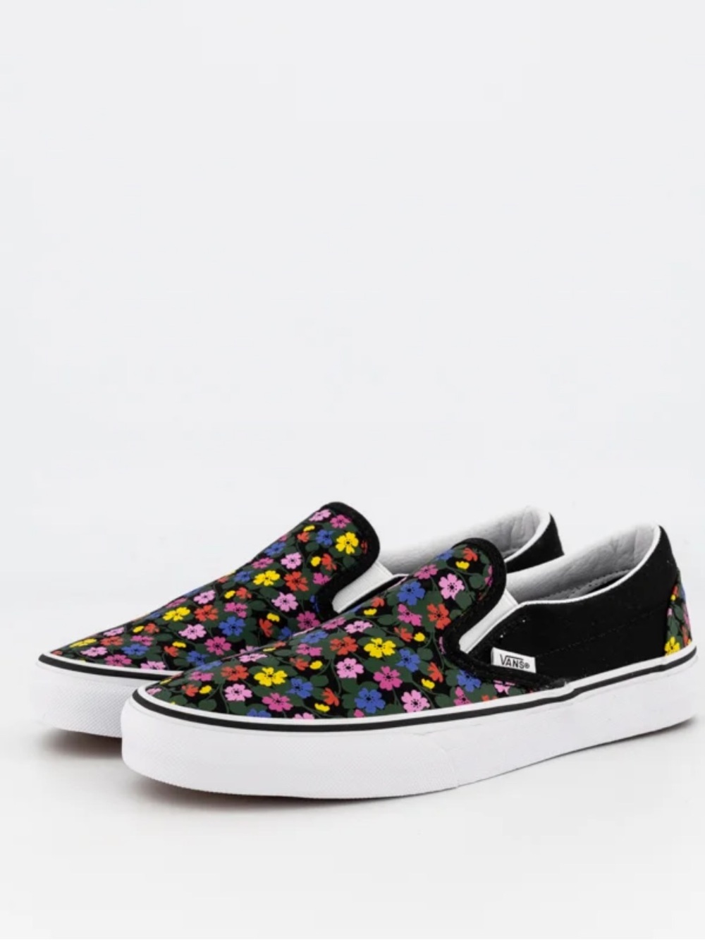 Vans UA Classic Floral Black Multicolor Slip on Unisex Low Top Sneakers Sz 10.5